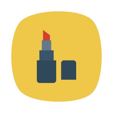 Beyaz arka plan üzerinde izole sarı daire içinde kırmızı ve gri ruj düz simgesi  