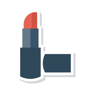 Beyaz arka plan üzerinde izole kırmızı ve gri renklerde ruj düz simgesi  