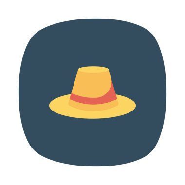 sarı ve kırmızı şapka düz simgesi beyaz arka plan üzerinde izole gri daire 