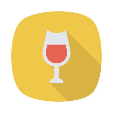 kadehinin düz simgesi beyaz arka plan üzerinde izole sarı daire içinde