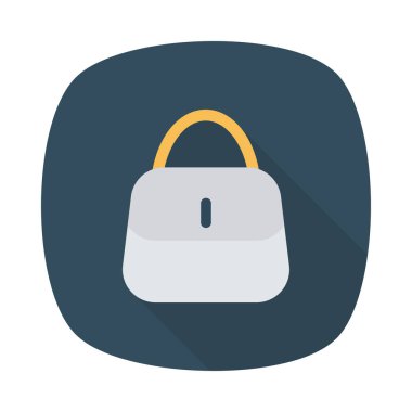 Beyaz arka plan üzerinde izole sarı ve gri renklerde kadın çanta düz simgesi