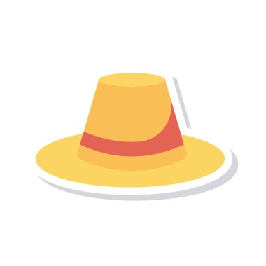 Beyaz arka plan üzerinde izole sarı ve kırmızı renklerde şapka düz simgesi