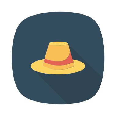 sarı ve kırmızı renkleri gri daire beyaz arka plan üzerinde izole şapka düz simgesi 