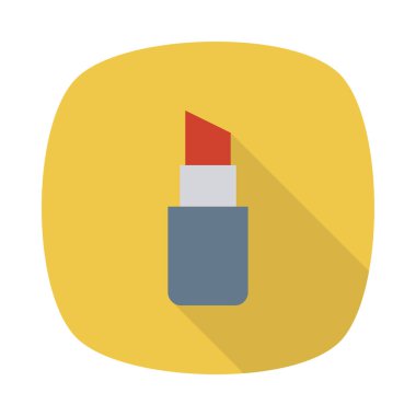 Beyaz arka plan üzerinde izole sarı daire içinde kırmızı ve gri ruj düz simgesi  