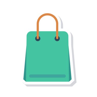 Beyaz arka plan üzerinde izole sarı ve yeşil renklerde kadın çanta düz simgesi