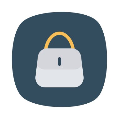 Gri daire beyaz arka plan üzerinde izole kadın çanta düz simgesi