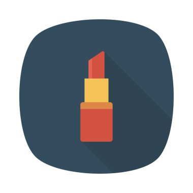 kırmızı ve sarı ruj düz simgesi beyaz arka plan üzerinde izole gri daire  