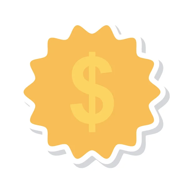 Dólar Icono Plano Color Amarillo Aislado Sobre Fondo Blanco — Vector de stock