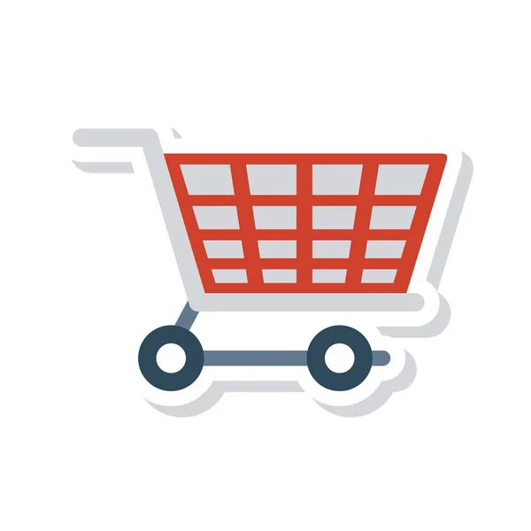 Shopping Cart Platte Pictogram Rode Grijze Kleuren Geïsoleerd Witte Achtergrond — Stockvector