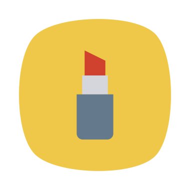 Beyaz arka plan üzerinde izole sarı daire içinde kırmızı ve gri ruj düz simgesi  