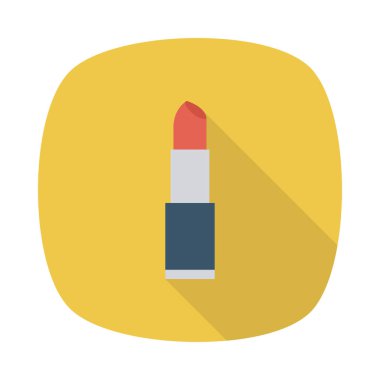 Beyaz arka plan üzerinde izole sarı daire içinde kırmızı ve gri ruj düz simgesi  