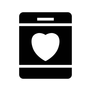 smartphone ekran simgesini, vektör, illüstrasyon kalp şekli