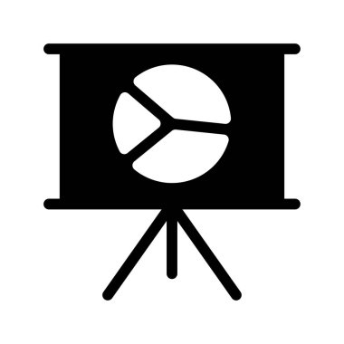 Analitik Sunum kurulu düz simgesi beyaz arka plan, vektör, illüstrasyon izole