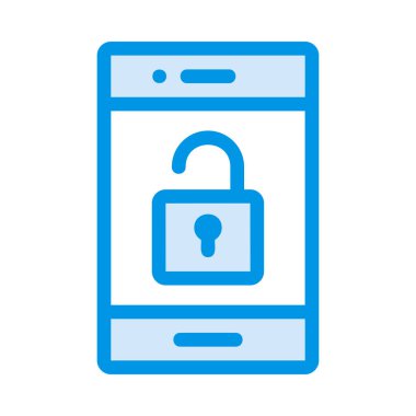 kilit simgesi düz simgesi, vektör, illüstrasyon ile Smartphone