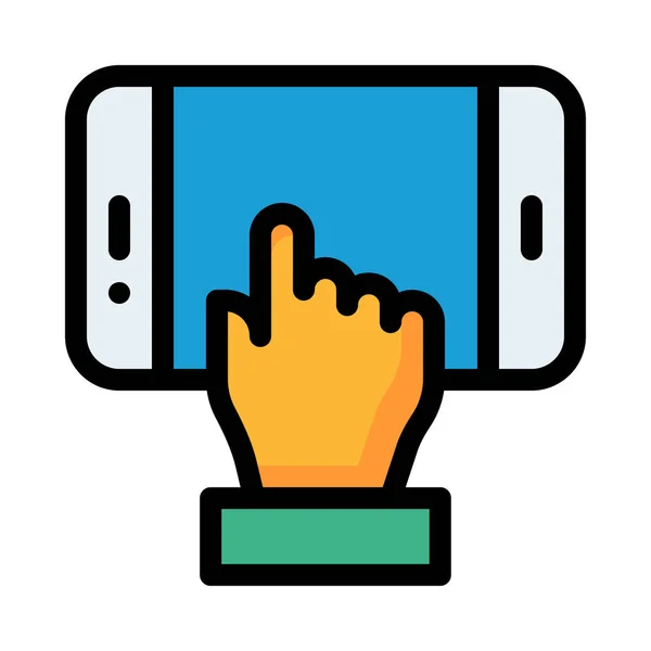 Personne Utilisant Icône Ligne Téléphone Mobile Illustration Vectorielle — Image vectorielle