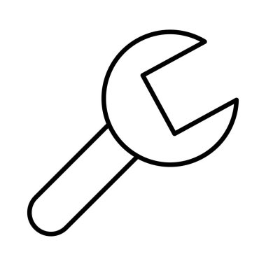 İngiliz anahtarı düz simgesi beyaz arkaplan, vektör, illüstrasyon izole