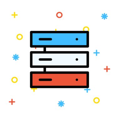 sunucu veritabanı depolama simge vektör çizim 