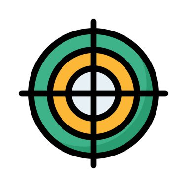 hedef düz simgesi beyaz arka plan, vektör, illüstrasyon izole