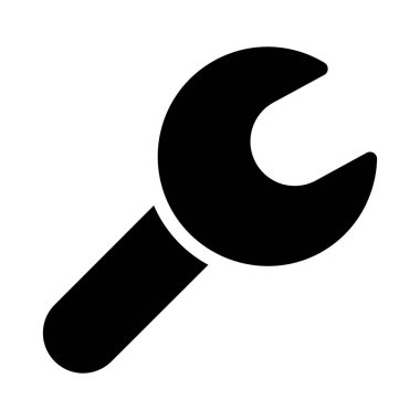 İngiliz anahtarı düz simgesi beyaz arkaplan, vektör, illüstrasyon izole