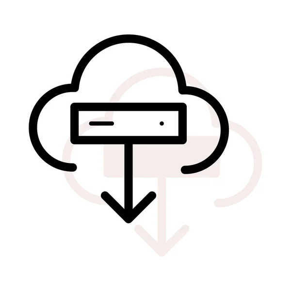 Σύννεφο Υπολογιστών Εικονογράφηση Φορέα Εικονίδιο Γραμμής Λευκό Φόντο — Διανυσματικό Αρχείο