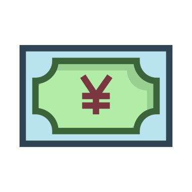 Beyaz arka plan üzerinde vektör illüstrasyon izole yuan banknot simgesi  