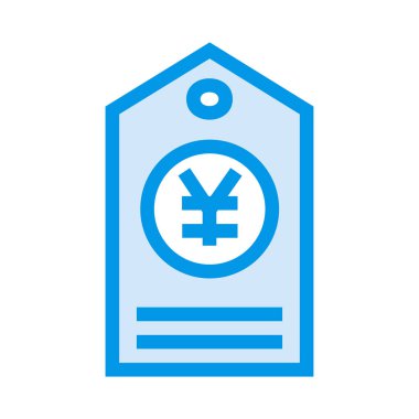 Fiyat etiketi ile yen işareti düz simgesi beyaz arka plan, vektör, illüstrasyon izole