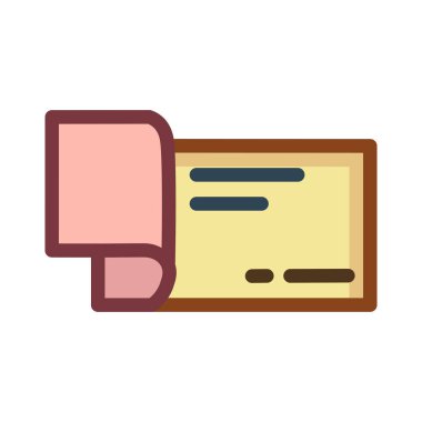 Çek defteri düz stil ikonu, vektör çizim, ödeme kavramı   