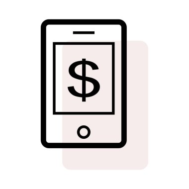 dolar işareti ekranında, vektör çizim, ödeme kavramı ile Smartphone 