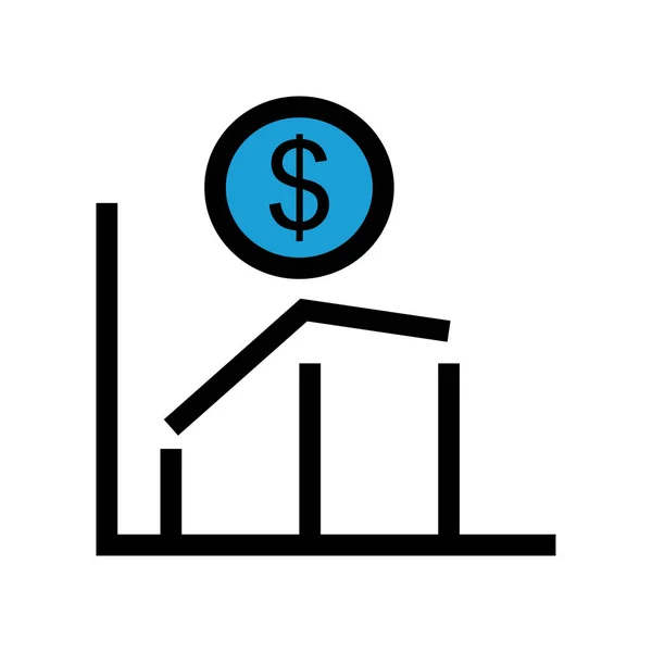 Gráfico Analítico Com Sinal Dólar Ícone Plano Isolado Fundo Branco — Vetor de Stock