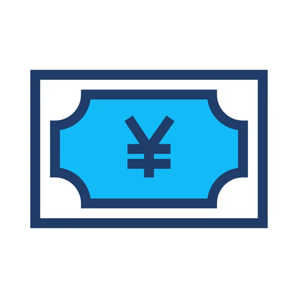 Yuan Sedel Ikonen Isolerad Vit Bakgrund Vektorillustration — Stock vektor