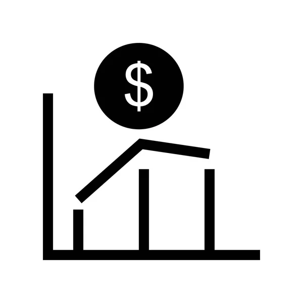 Gráfico Analítico Com Sinal Dólar Ícone Plano Isolado Fundo Branco — Vetor de Stock