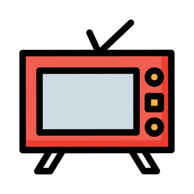 TV düz simgesi, vektör illüstrasyonu 