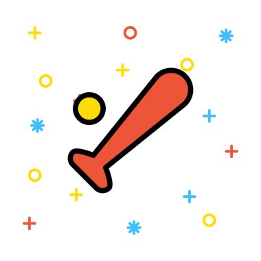 top ve yarasa, vektör çizim, simgesi