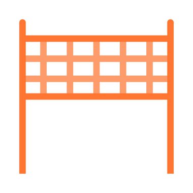 voleybol net düz simgesi, vektör, illüstrasyon 