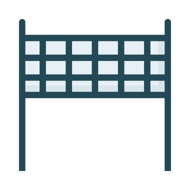 voleybol net düz simgesi, vektör, illüstrasyon 