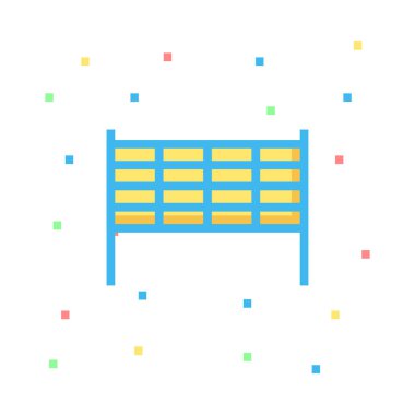 voleybol net düz simgesi, vektör, illüstrasyon 