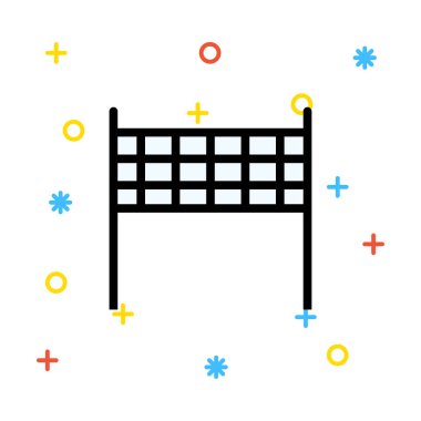 voleybol net düz simgesi, vektör, illüstrasyon 