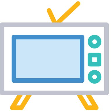 TV düz simgesi, vektör illüstrasyonu 