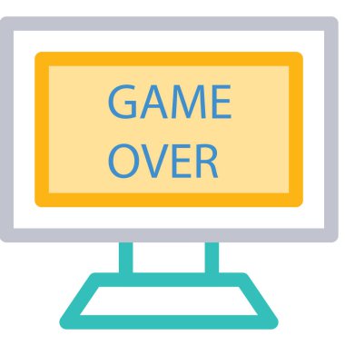 bilgisayar ekran simgesini yazıt oyun bitti, vektör çizim ile  