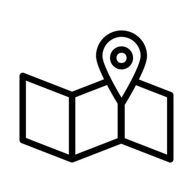 Konum işaretçisini harita düz simgesini beyaz arka plan, vektör, illüstrasyon izole