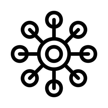 Noel dekoratif kar tanesi düz stil ikonu, vektör çizim 