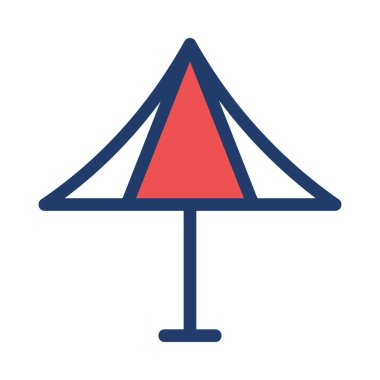 Plaj Şemsiye düz simgesi beyaz arka plan, vektör, illüstrasyon izole