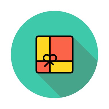 Noel hediye kutusu yay düz stil ikonu, vektör çizim ile 