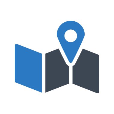 Navigasyon harita işaretçi düz simgesi beyaz arka plan, vektör, illüstrasyon izole 