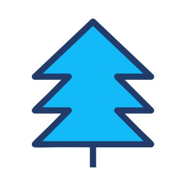 Noel köknar ağacı düz stil ikonu, vektör çizim   