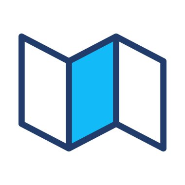 harita düz simgesi beyaz arka plan, vektör, illüstrasyon izole