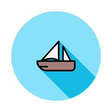 Cruise Gemi düz simgesi, vektör, illüstrasyon  