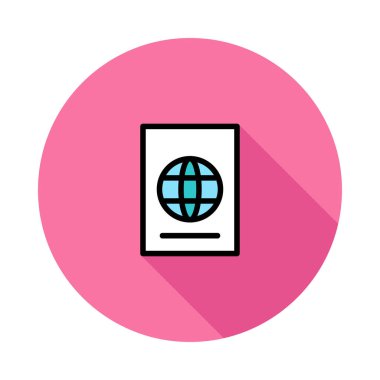 Pasaport düz simgesi, vektör, illüstrasyon