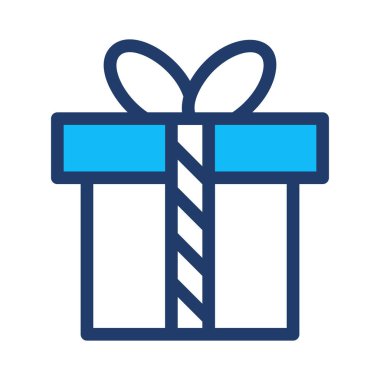 Noel hediye kutusu yay düz stil ikonu, vektör çizim ile 