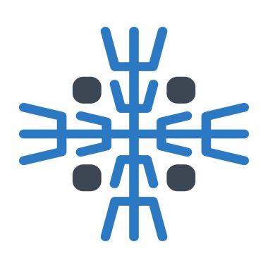 Noel dekoratif kar tanesi düz stil ikonu, vektör çizim 